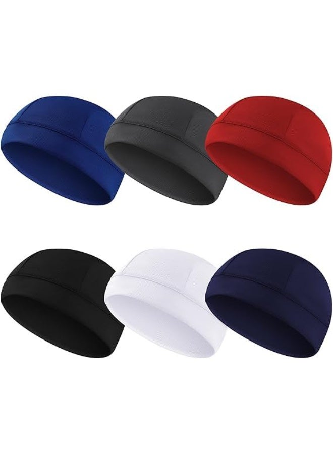 CLENEA 6 Pack Helmet Liners, Stretch Outdoor Sports Hats, Helmet Liners, Sweat-Absorbing Hats, Running Hats, Cycling Hats, Bicycle and Motorcycle Liner Hats, Lightweight and Washable, 6 Colors, Unisex, Black - Image 1